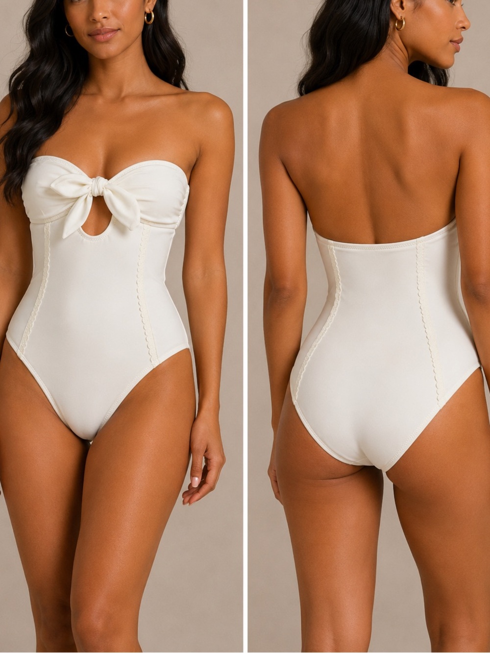 Jessica Simpson White Strapless One-Piece Swimsuit with Front Knot